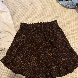 Nasty Gal Black Mini Skirt with Rust Floral Print
